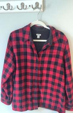 L.L. Bean Women's Fleece-Lined Buffalo Plaid Flannel Shirt Jacket